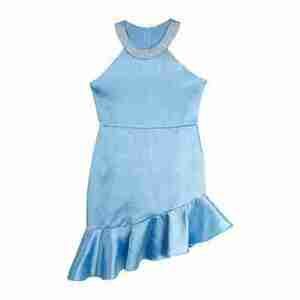 Rare Editions Sleeveless Imitation Pearl Halter Social Dress